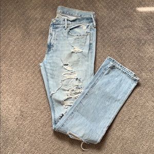 Abercrombie & Fitch Light Wash Destroyed Jeans